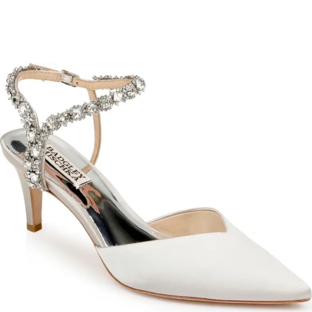badgley mischka ivory satin